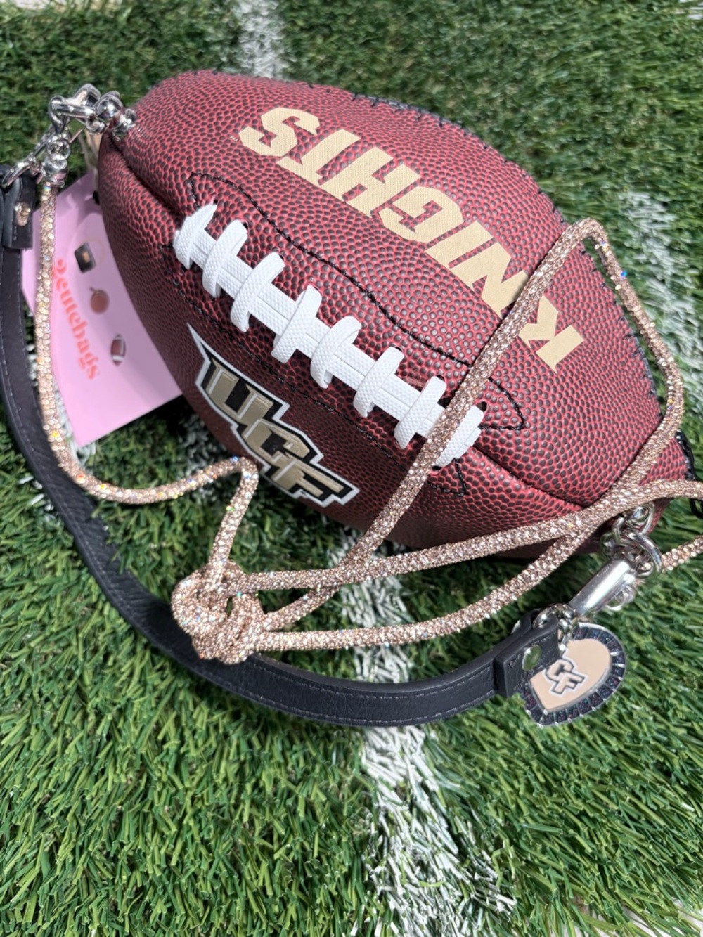 UCF Knights Mini Football Crossbody Bag in Brown with Gold Accents